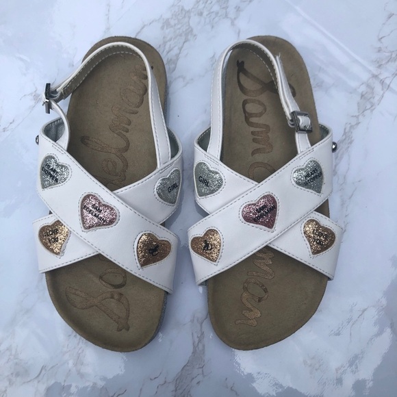 Sam Edelman girl’s Bethel Kandi white heart crisscross sandal shoes size 3 - Picture 8 of 14